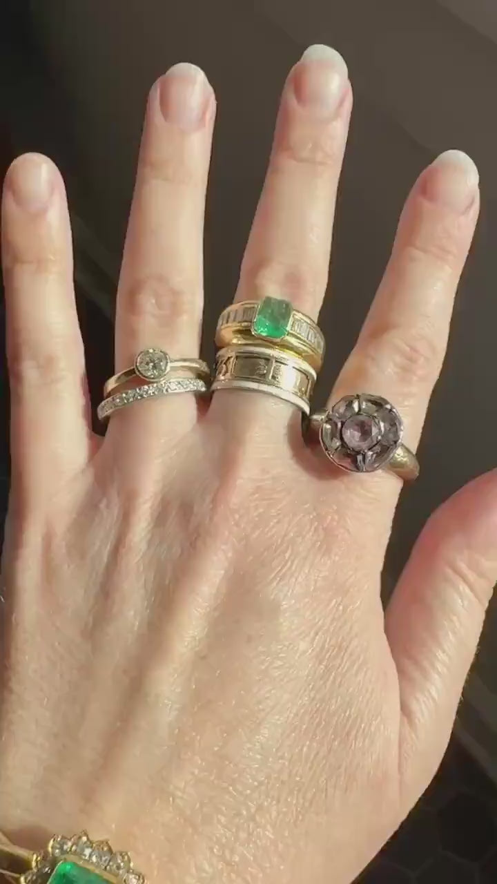 Georgian Era Dated 1789 Cigar Band Mourning Ring White Enamel 14k Gold Engraved "Died at Semlin" Military Significance