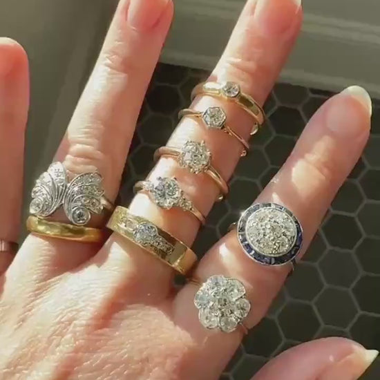 Vintage DIAMOND Bezel Set Ring Stacker Band 18k Gold Sold French Geometric Engagement Gift Unisex