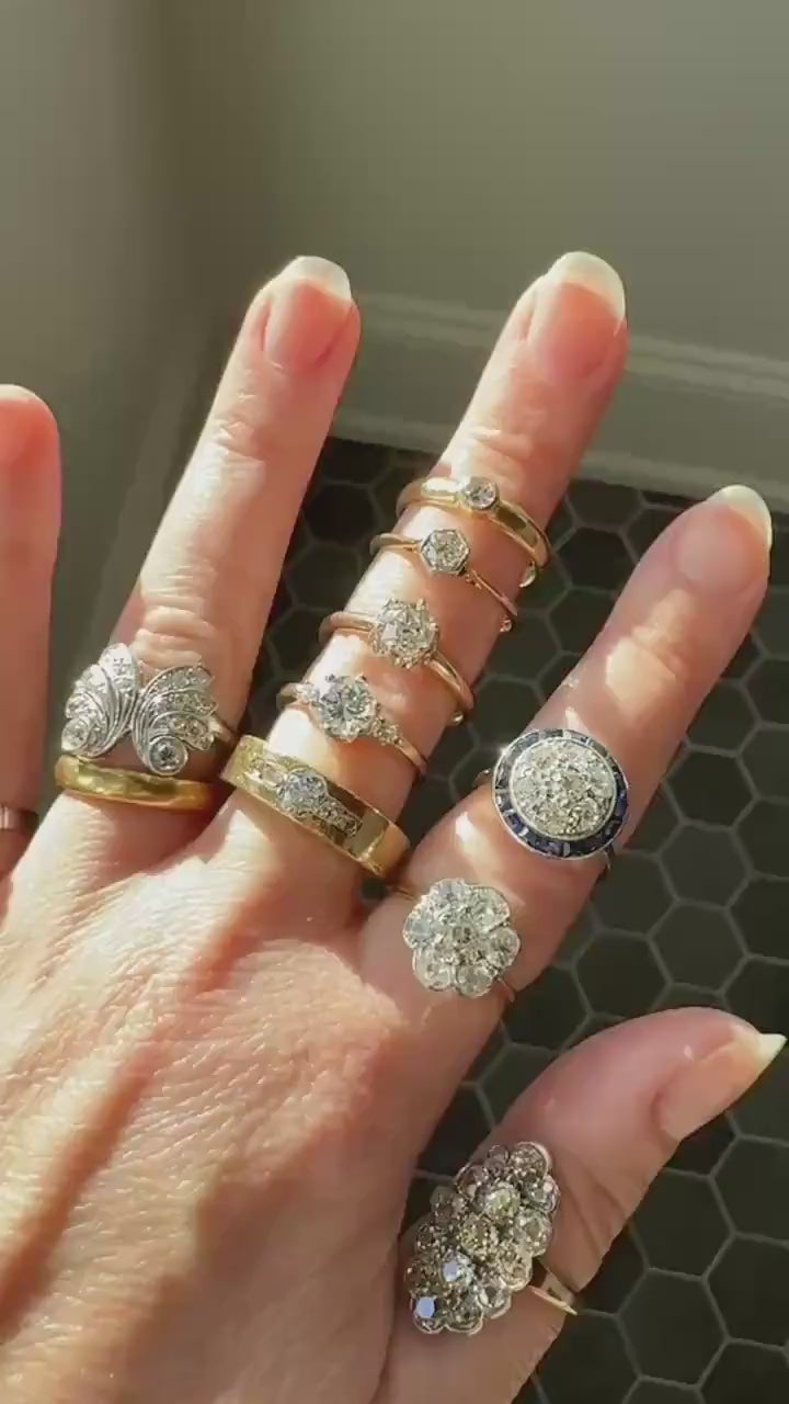 Vintage DIAMOND Bezel Set Ring Stacker Band 18k Gold Sold French Geometric Engagement Gift Unisex