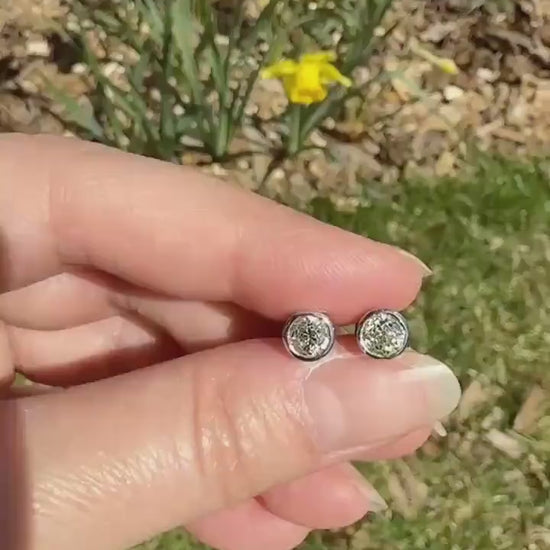 Timeless One Carat Tdw Natural Warm Old Mine Cut DIAMOND Bezel Set Studs Earrings Antique Stones Vintage 18k White Gold 1Ctw OMC Studs