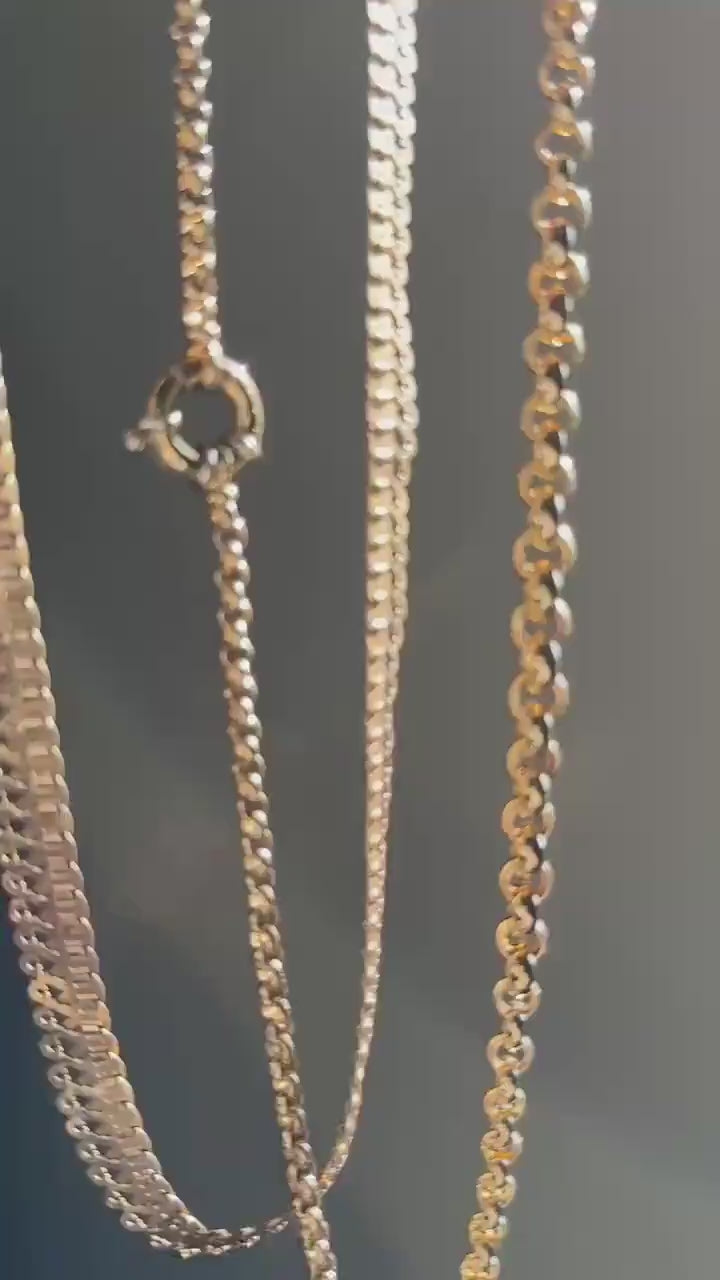 Awesome French Antique 18g 18k GOLD Solid NECKLACE Book CHAIN Scalloped Panels 1cm Wide Chunky Ornate Victorian Neckstack Layering Collar