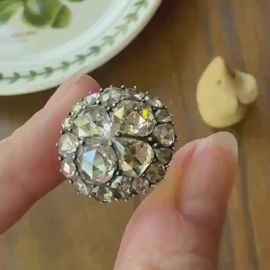 Stunning Antique 6 Carat Scale Dutch Rose Cut DIAMOND 14k Gold Silver Cluster Chunky Pear Stacker Rare Bauble Fiery Disco Ball