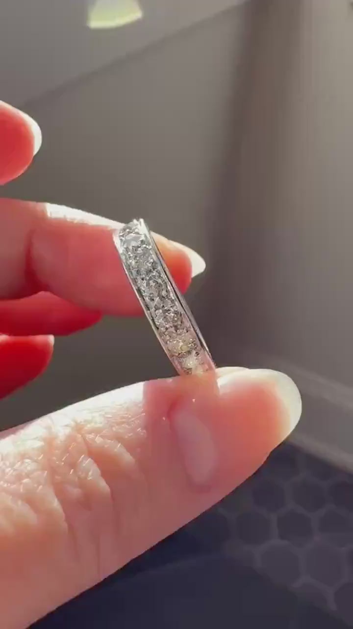 FRENCH Antique Edwardian Art Deco 1.6 Carat 20 Old Mine European Cut DiAMOND Platinum FuLL ETERNITY Band Ring Wedding 1.6Ctw Tdw OMC Stacker