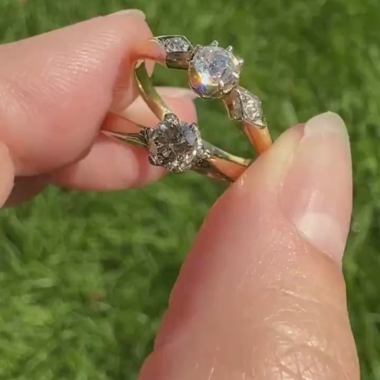 CHAMPAGNE Vintage Natural DIAMOND .3 Carat Fancy Light Brown Ring 9k Gold Wedding Engagement Tall Solitaire Stacker Romantic Gift
