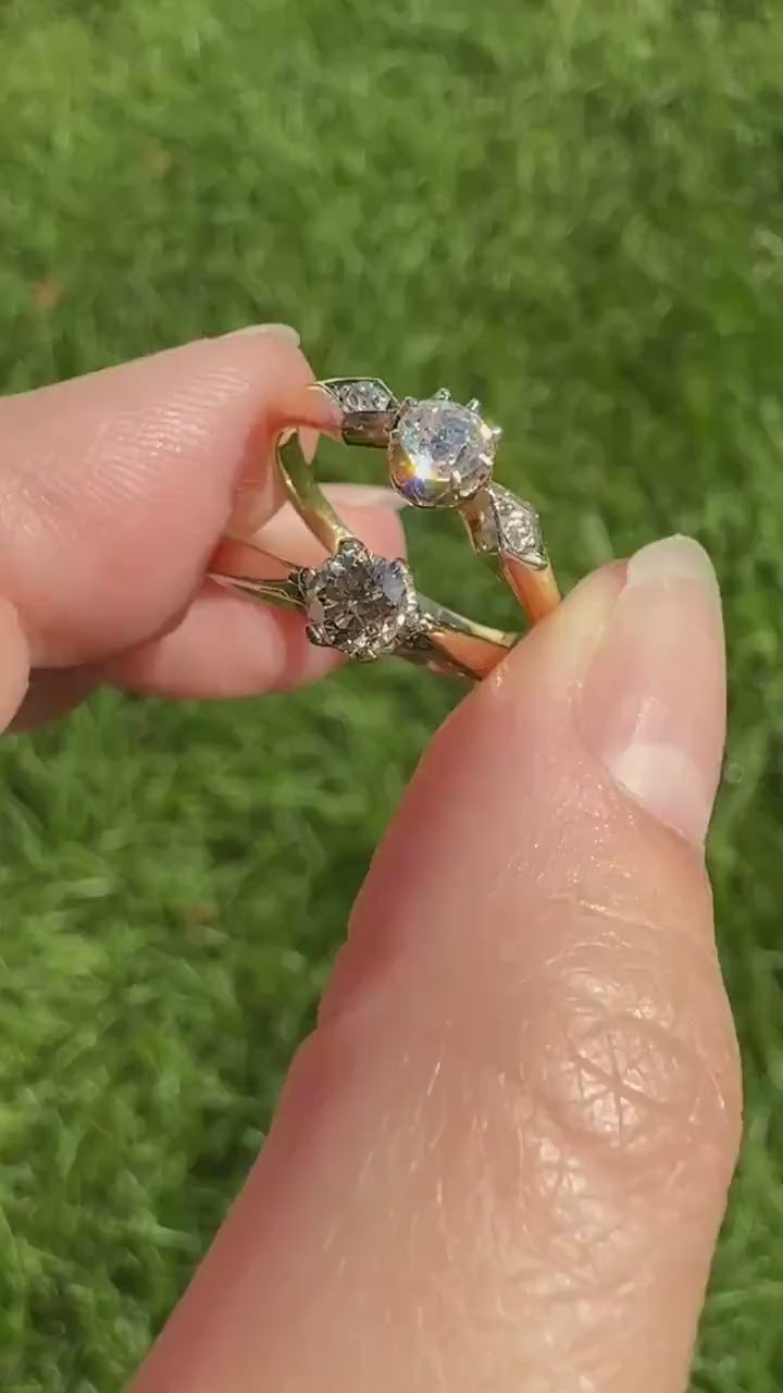 CHAMPAGNE Vintage Natural DIAMOND .3 Carat Fancy Light Brown Ring 9k Gold Wedding Engagement Tall Solitaire Stacker Romantic Gift