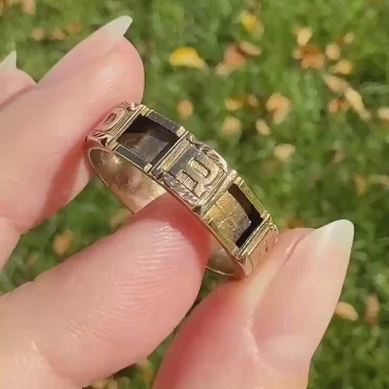 REGARD Antique Love Token Ring 14k Gold Ring Romantic Victorian Engraved Ornate Cigar Eternity Band Wedding Stacker Love Gift Jewelry Words