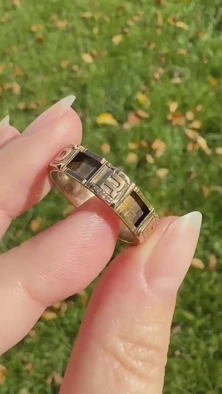 REGARD Antique Love Token Ring 14k Gold Ring Romantic Victorian Engraved Ornate Cigar Eternity Band Wedding Stacker Love Gift Jewelry Words