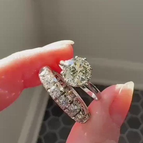 Antique Eye Clean Two Carat Warm Natural Old European Cut DiAMOND Solitaire Ring Platinum Engagement All Original Edwardian Setting 2Ctw