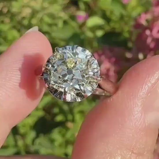 Original Vintage Eye Clean 1.55 Carat Natural Old Mine Cut DiAMOND Solitaire Ring French 18k White GOLD Platinum Engagement Art Deco 1.5Ctw