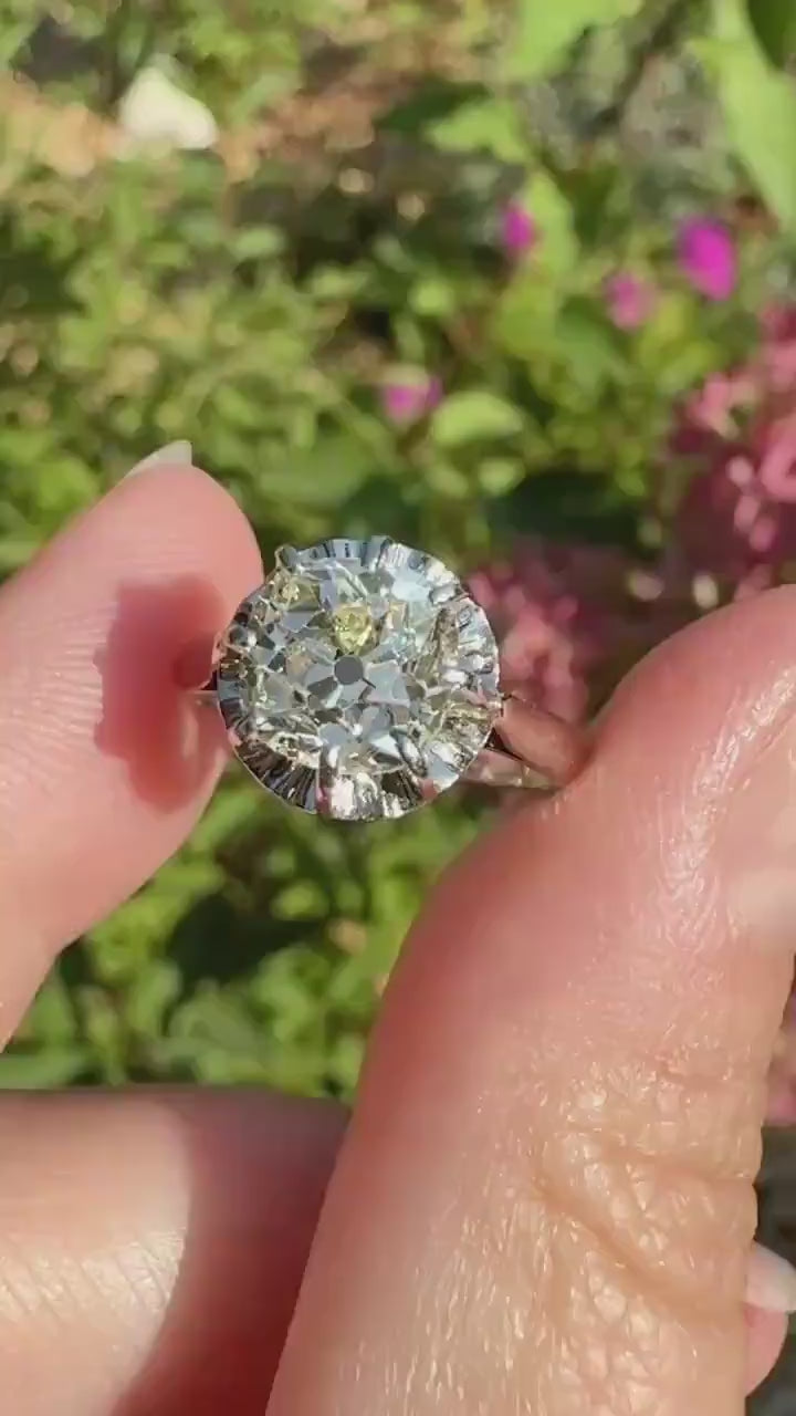 Original Vintage Eye Clean 1.55 Carat Natural Old Mine Cut DiAMOND Solitaire Ring French 18k White GOLD Platinum Engagement Art Deco 1.5Ctw