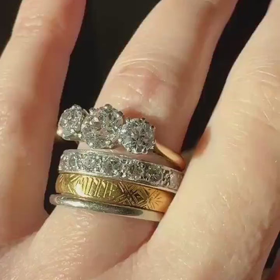 DATED "Sweetheart to Wife" Vintage Wedding Band 18k White Gold January 10, 1951 Skinny Stacker Ring Romantic Posey Poesy Shreve Crump Low