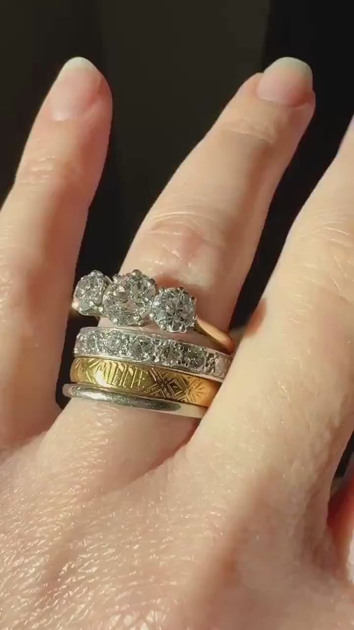 DATED "Sweetheart to Wife" Vintage Wedding Band 18k White Gold January 10, 1951 Skinny Stacker Ring Romantic Posey Poesy Shreve Crump Low