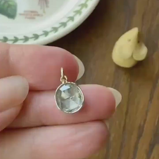 Antique Natural 9x8mm Rose Cut DIAMOND Faces up at 2 Carats Domed Back Pendant Platinum Bezel Set Rare Dangle Drop Bracelet Necklace Charm