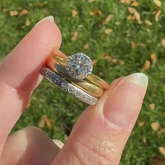 PLATINUM Edwardian Antique 22 Old Mine Single Cut DIAMOND Full Eternity Band Ring Romantic Gift Wedding Stacker .7 Ct OMC Engraved Edge