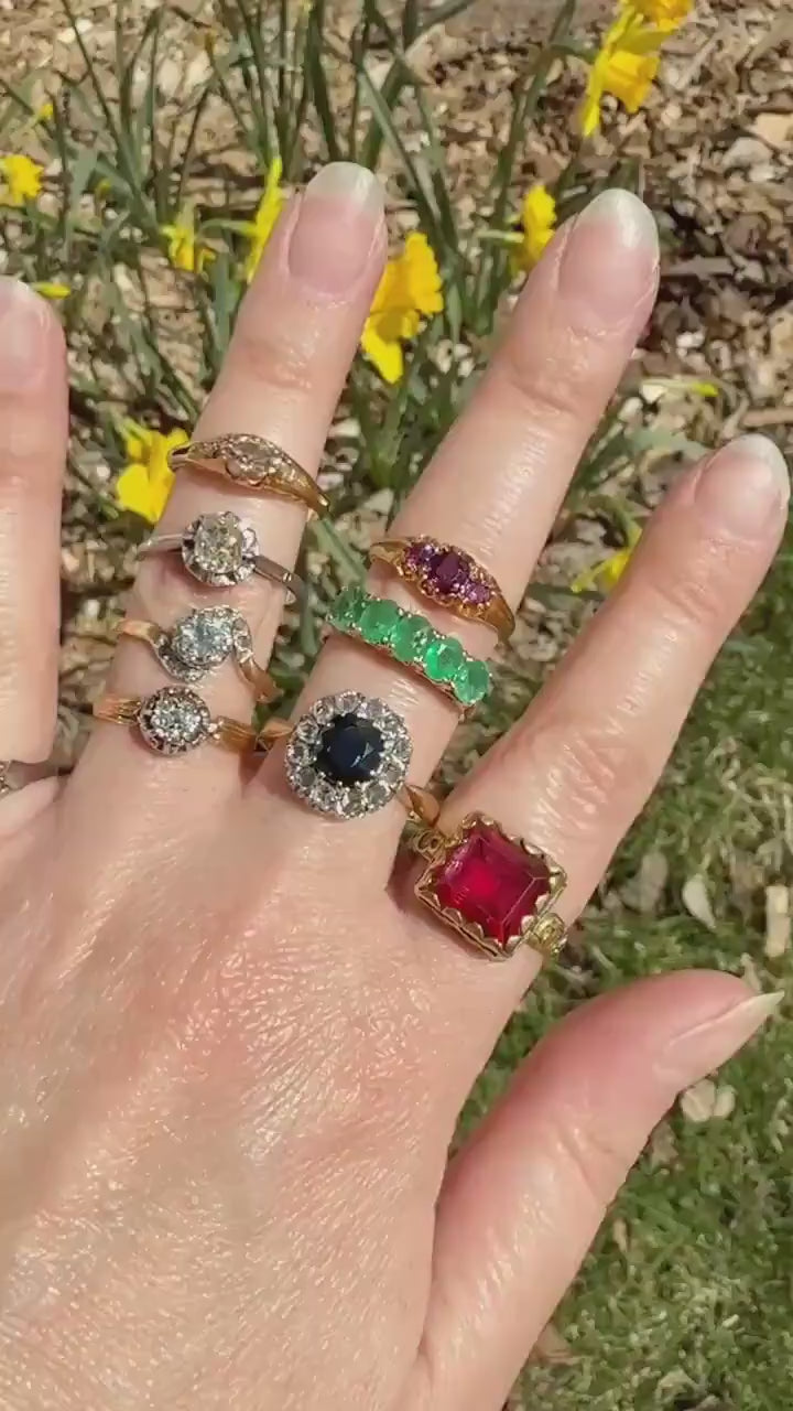 French Antique .6 Carat Natural Old Mine Rose Cut DIAMOND Solitaire Swirling Bypass 18k Gold Solid Ring Ornate Stacker Unique Engagement