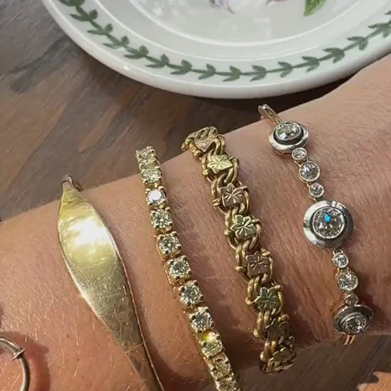 Victorian ANTIQUE 8.4mm Wide Curb Chain Bracelet with XL Spring Ring Bolt Clasp 8k Rosy Gold Wriststack Staple