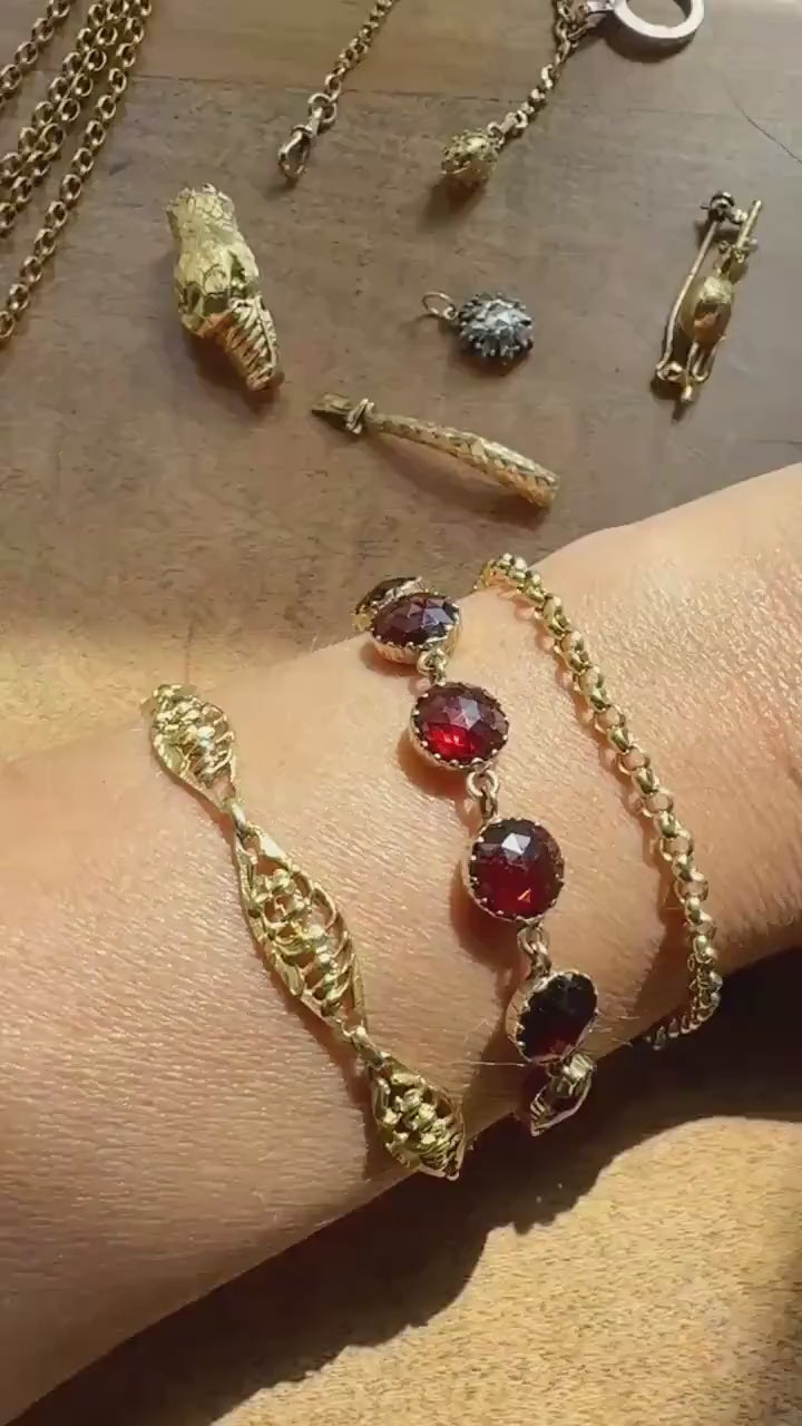 Dainty French Vintage to Antique 18k GOLD Solid Rolo Belcher Round Link Chain 7.5" Bracelet Minimalist Staple Wriststack