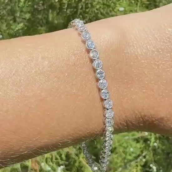 Art Deco 5.1 Carat 49 Old Mine & Transitional Cut DIAMOND Tennis Bracelet 18k White Gold Vintage Bezel Set Milgrain Wriststack 5Ctw Stacker