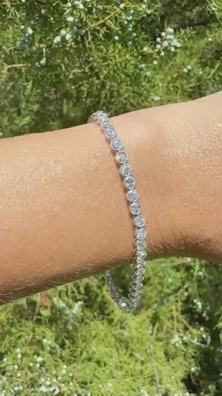 Art Deco 5.1 Carat 49 Old Mine & Transitional Cut DIAMOND Tennis Bracelet 18k White Gold Vintage Bezel Set Milgrain Wriststack 5Ctw Stacker