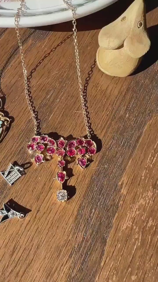 DRAGONFLY French Antique Necklace Victorian Tricolor 18k Rose Gold Figural Pin Pendant Old Mine Cut DIAMOND Belle Epoque Choker Chain Collar