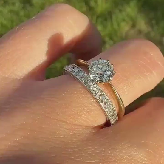Antique Natural .7 Carat Old Mine Cut Diamond Eye Clean Solitaire 18k Gold Edwardian Victorian Original Engagement Ring Stacker