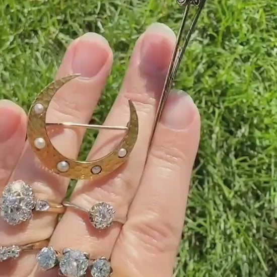 GARLAND Figural Old Mine Rose Cut DIAMOND Antique Stick Pin c1920for Ring Pendant Bracelet Conversion 18k White Gold Silver Edwardian Deco