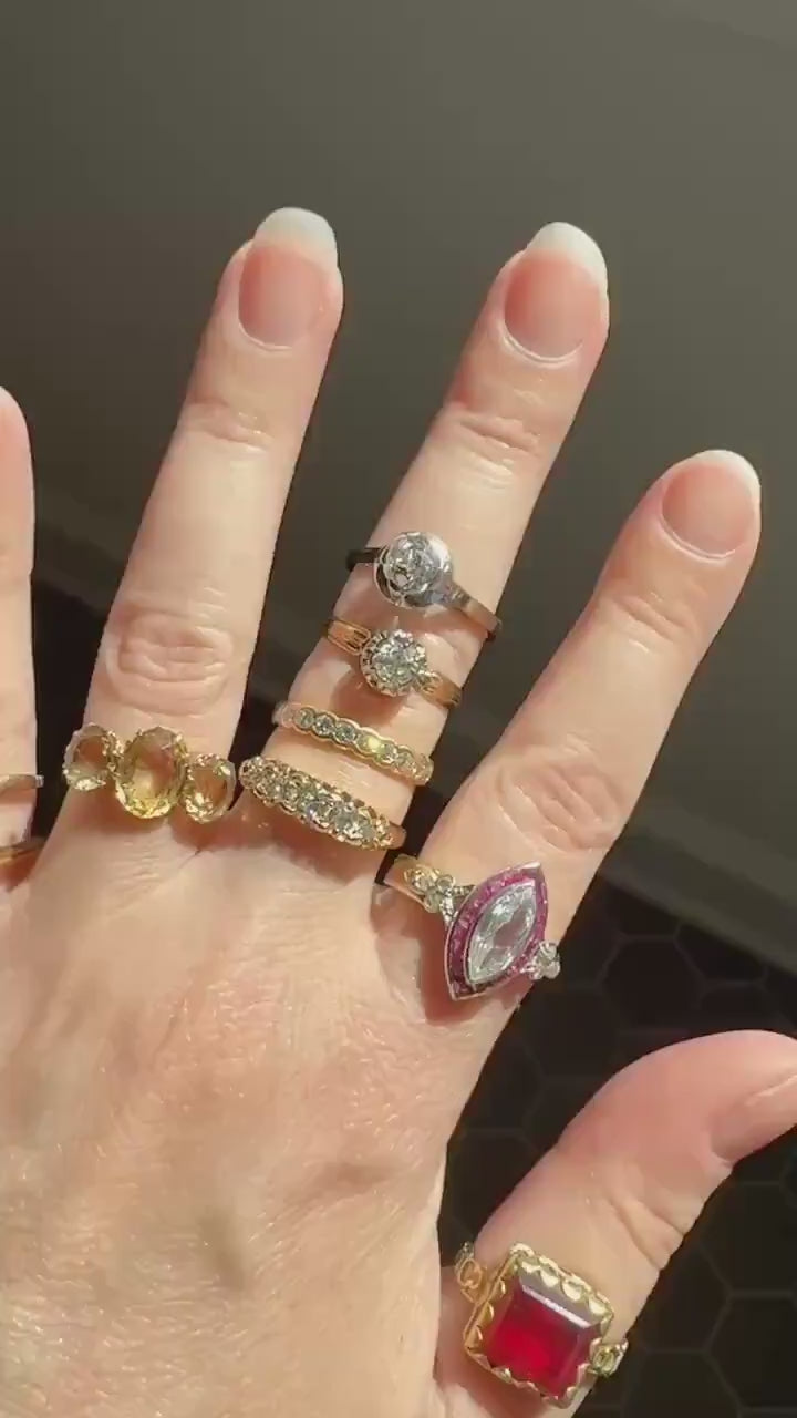 ANTIQUE .4 Carat Old MiNE Cut DIAMOND Ring 18k Gold Solitaire Engagement Minimalist Stacker OMC Warm Victorian Classic Ornate Prongs