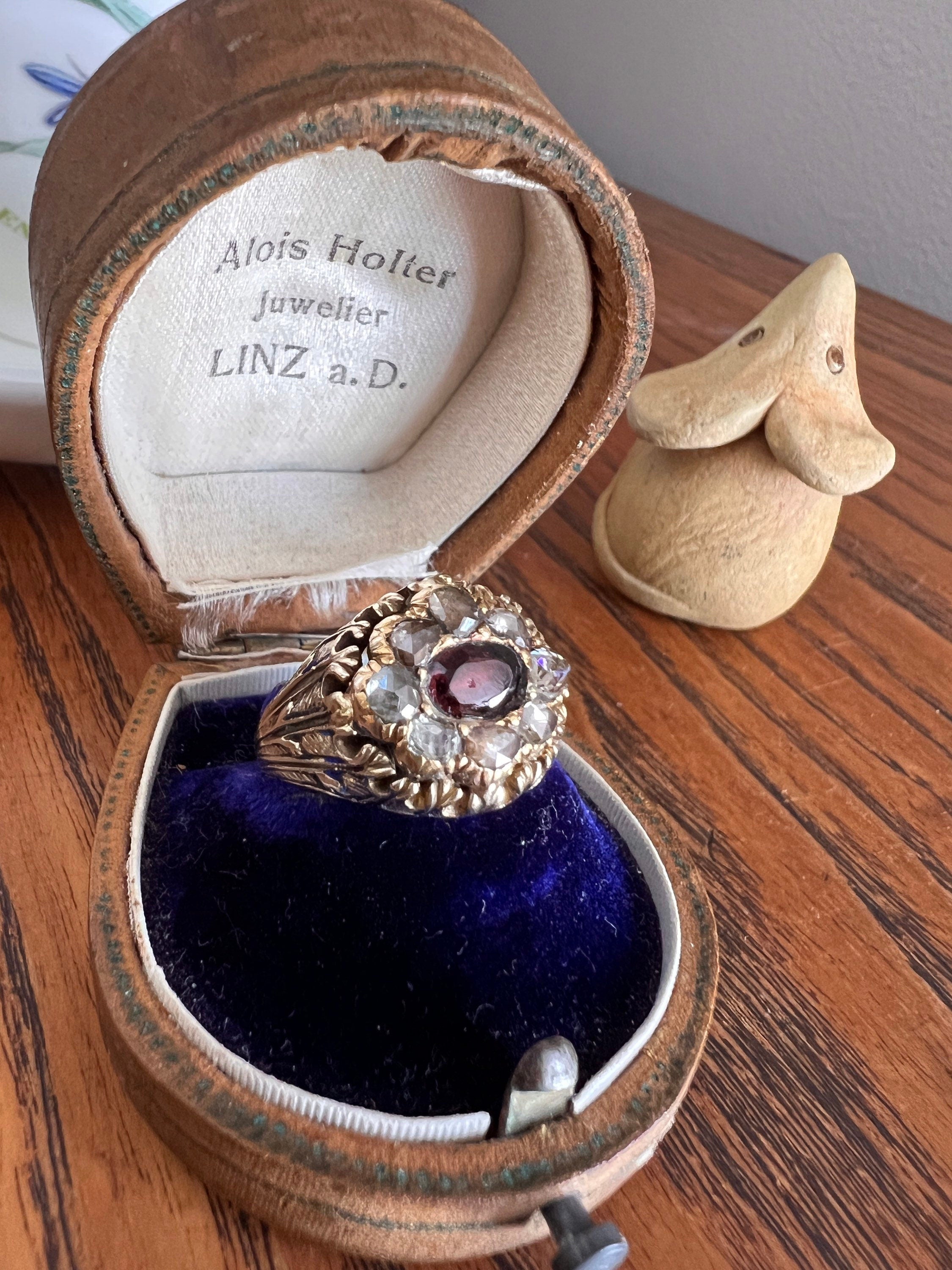 LARGE 14k natural translucent ruby cabochon Diamond Antique Georgian STYLE  ring | eBay