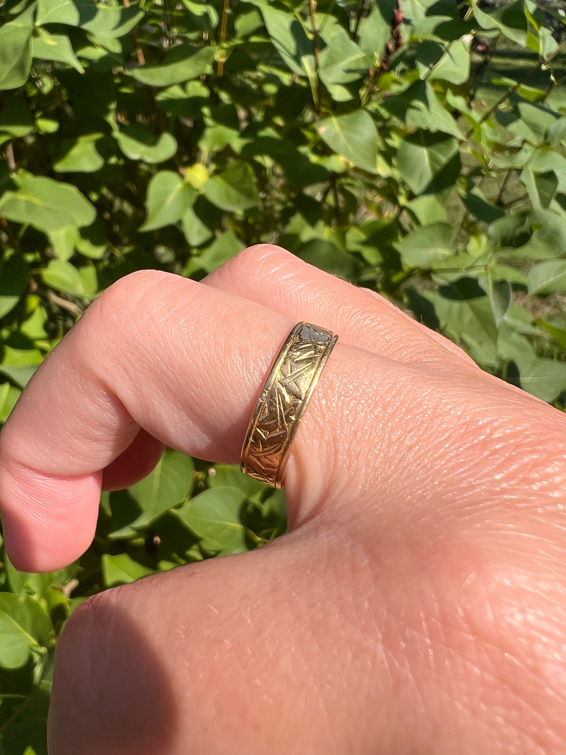 IVY French VICTORIAN Antique 18k Gold Eternity Band Cigar Pipe Cut Stackable Ring Skinny Love Romantic Gift Ringstack Stacker Engraved
