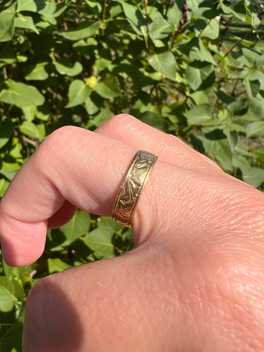 IVY French VICTORIAN Antique 18k Gold Eternity Band Cigar Pipe Cut Stackable Ring Skinny Love Romantic Gift Ringstack Stacker Engraved