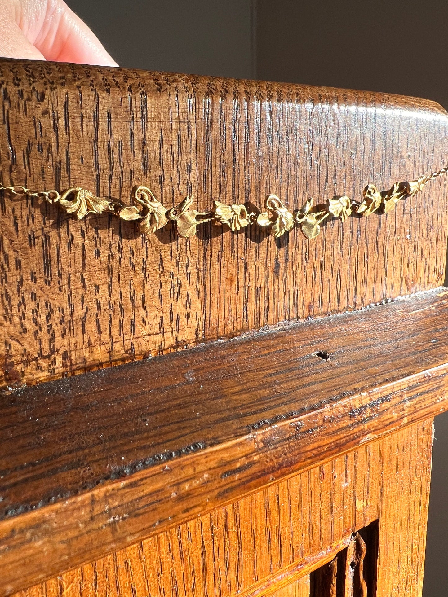 French Art Nouveau FLORAL 18k Gold Garland Necklace 18k Gold Chain Daisy Pansy Violet Belle Epoque Romantic Gift Neckmess Neckstack Figural