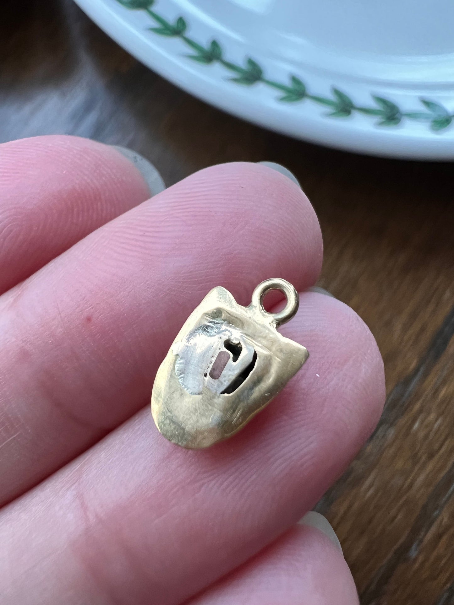 FACE TINIEST French Antique SATYR Victorian 18k Gold Pendant Charm Figural 3D Mythical Beast North Wind Devil Green Man Gargoyle Faun Pan