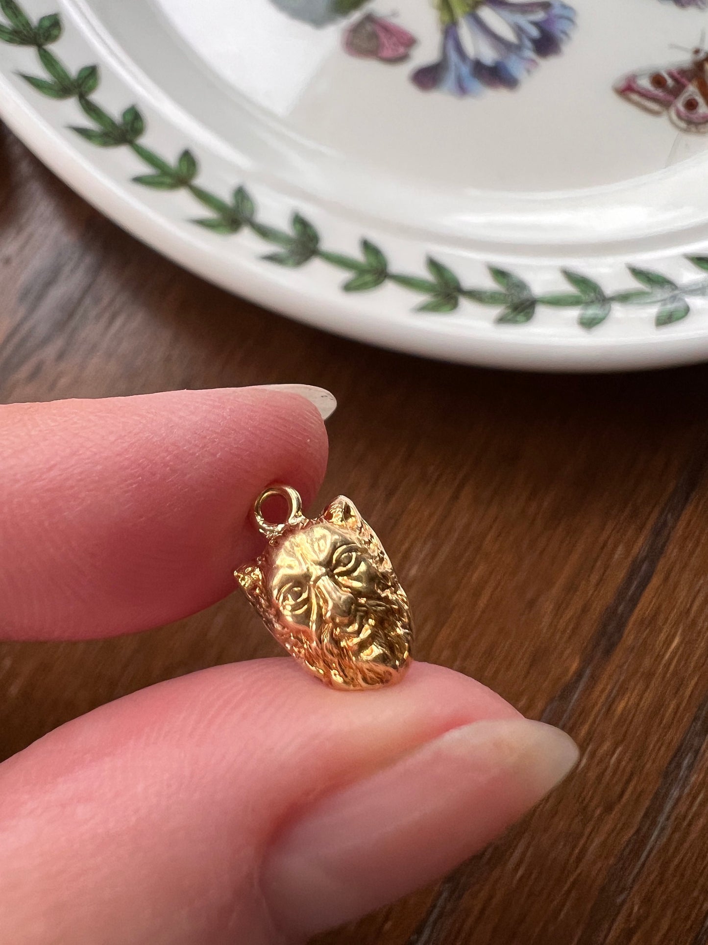 FACE TINIEST French Antique SATYR Victorian 18k Gold Pendant Charm Figural 3D Mythical Beast North Wind Devil Green Man Gargoyle Faun Pan