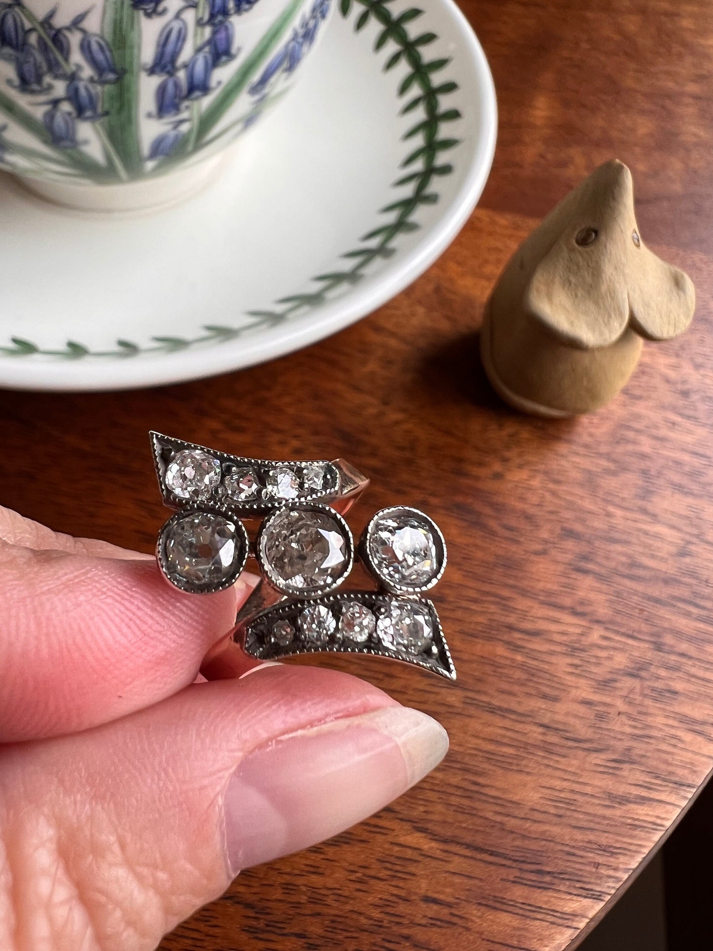 BYPASS Antique 2.1 CARATS Old Mine Cut DIAMOND Chunky Ring 14k Gold Silver Milgrain Romantic Gift French Belle Epoque Edwardian OmC Rare