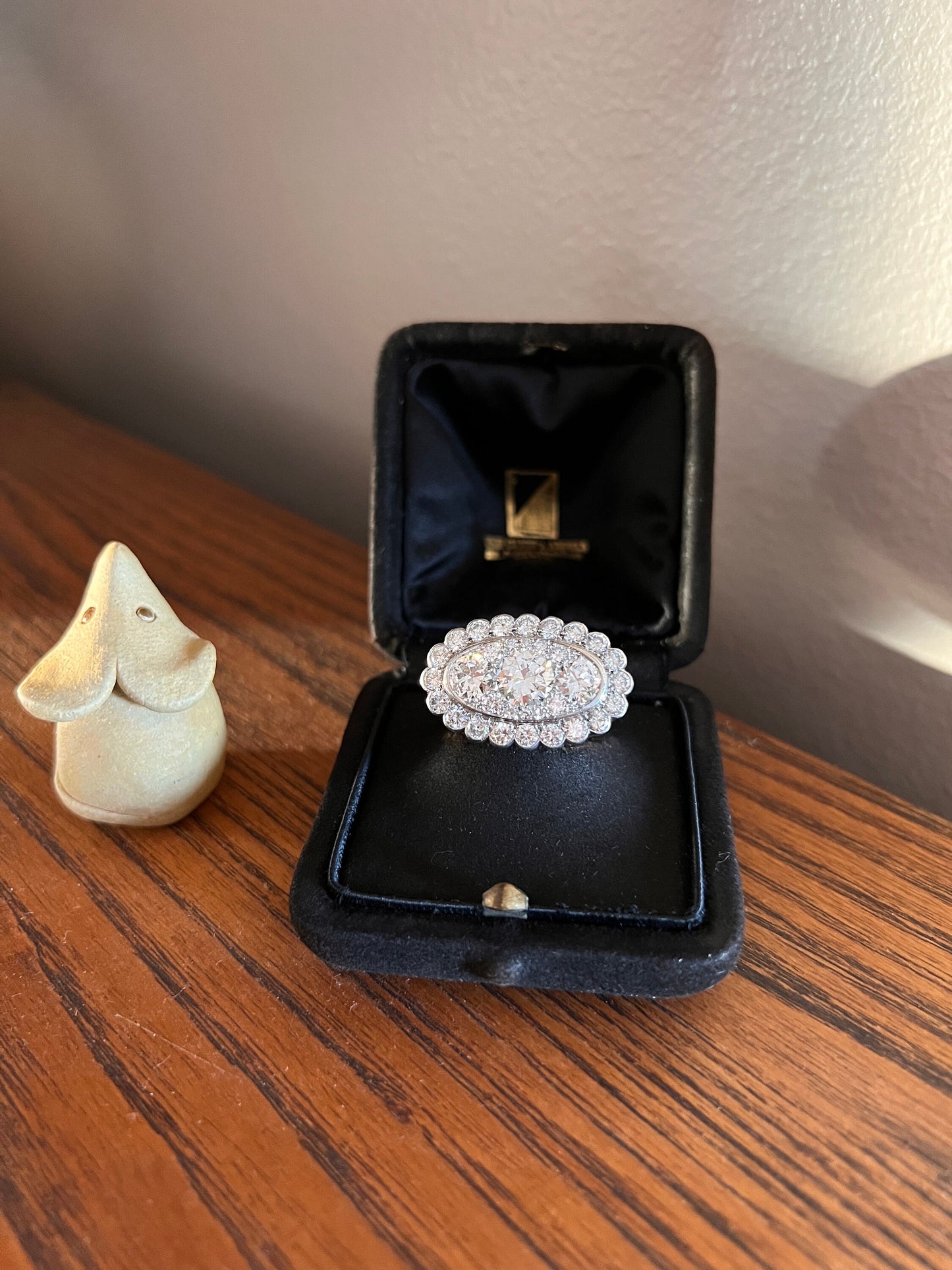 Vintage VAN CLEEF & ARPELS Boxed 5.25 Carat Transitional Cut Diamond Ring Heavy 22g 18k Gold Platinum Vtg- Antique Art Deco Special Orig Box