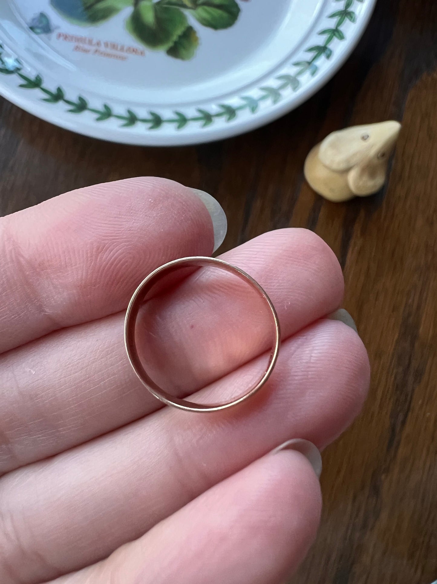 Antique " DARLING " Skinny Band VICTORIAN Ring 10k Rose Gold Enamel Cigar Band Stacker Romantic Gift Hard to Find Minimalist Pinky Midi Rare