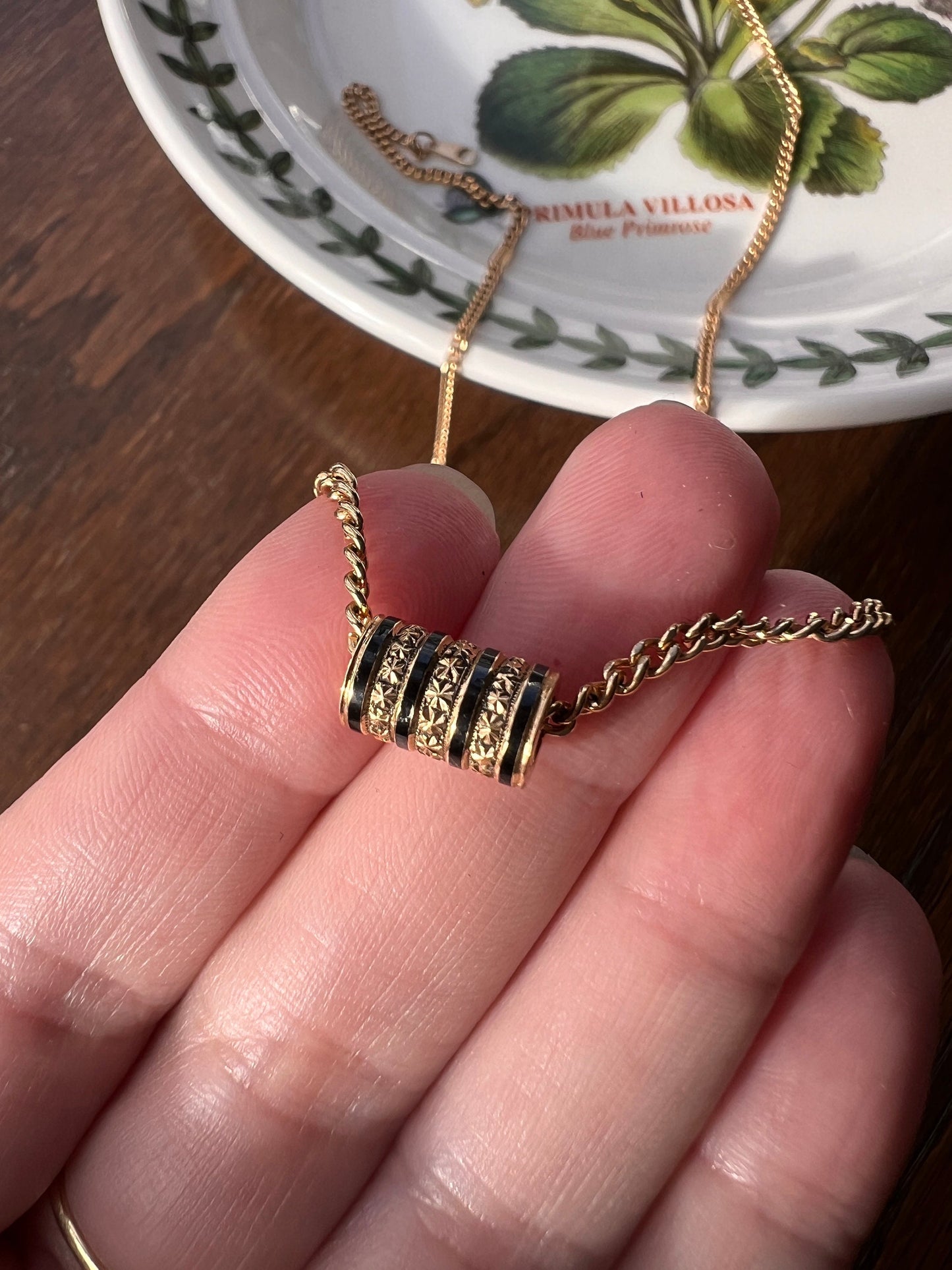 Starburst Black Enamel BARREL Slide PENDANT French Antique 18k Gold Striped Line Victorian to Georgian Era Romantic Gift Two Available Match