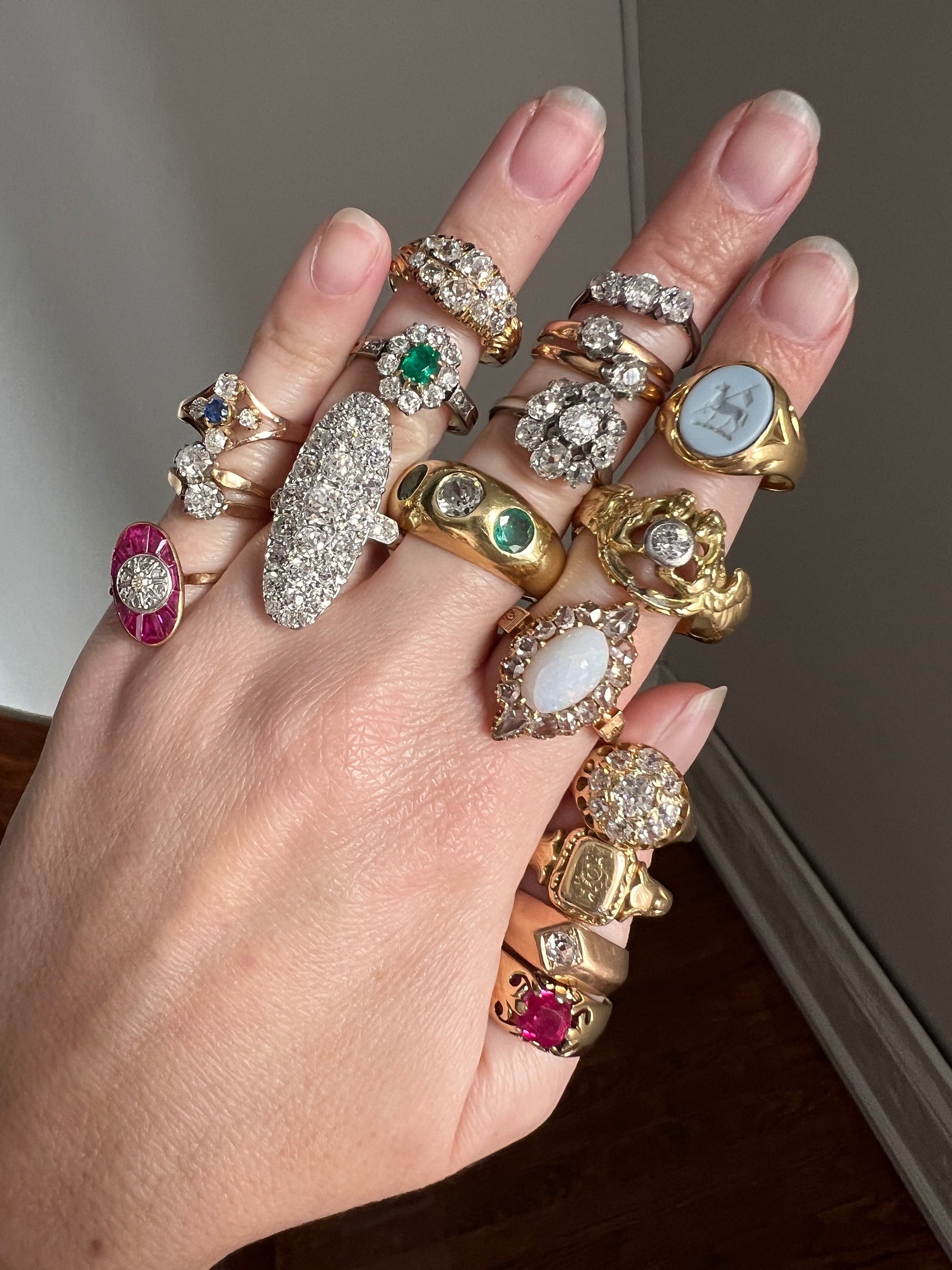 Toi et Moi French ANTIQUE .4 Carat Old Mine Cut DIAMOND 2 Band 18k Rose Gold Stacker Band Romantic Gift You & Me Belle Epoque Victorian OMC