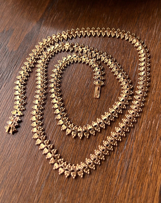 Ball RIVET Shimmering French Antique 13g 18k GOLD Solid Rosy Book Chain Necklace Wide 19.5" Neckmess Neckstack Victorian Ornate Etruscan
