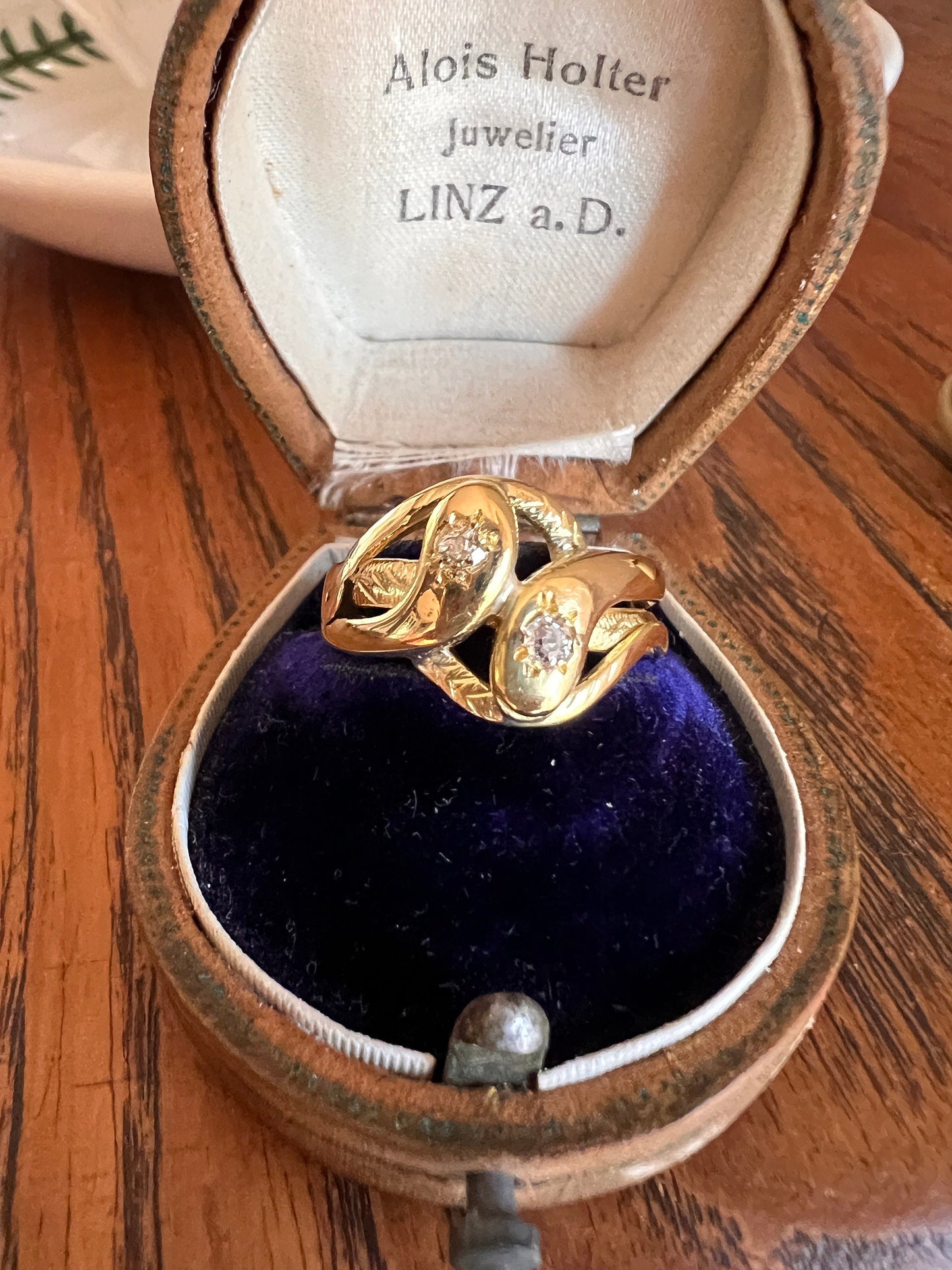 French Old Mine Cut DIAMOND Antique DOUBLE SNAKE Intertwined Puzzle Ring 18k Gold Figural Infinity Knot LoVE Gift His Her Wedding Band Gift