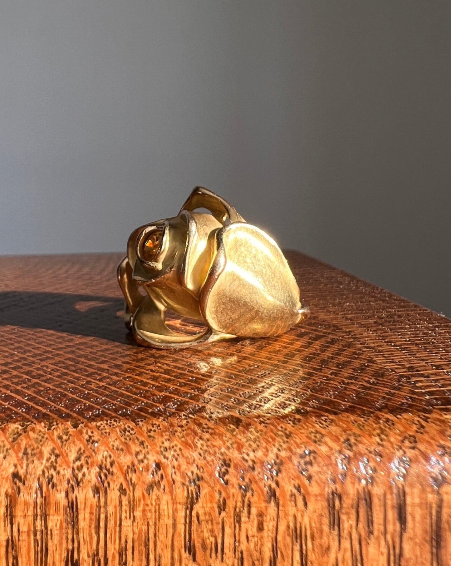 XL Figural ROSE Ring Very HEAVY 17.1g 18k Gold Solid Vintage Floral Yellow Sapphire Chunky 24mm Wide Flower Band Rare Art Nouveau Style Love