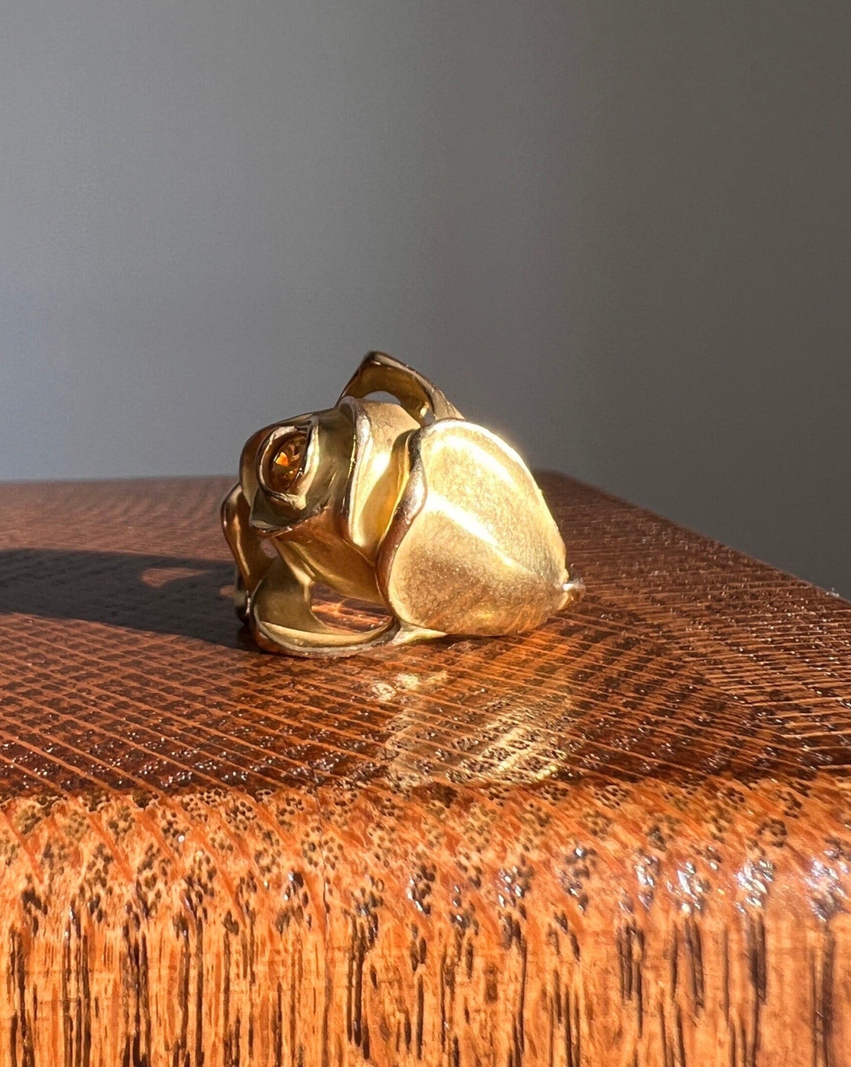 XL Figural ROSE Ring Very HEAVY 17.1g 18k Gold Solid Vintage Floral Yellow Sapphire Chunky 24mm Wide Flower Band Rare Art Nouveau Style Love