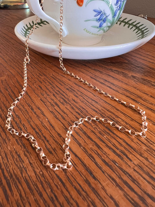 ANTIQUE 14k Rose Gold CHAIN Necklace GEORGIAN - Early Victorian Era Rolo Link Solid Neckmess Neckstack Layering Pendant Holder Romantic Gift