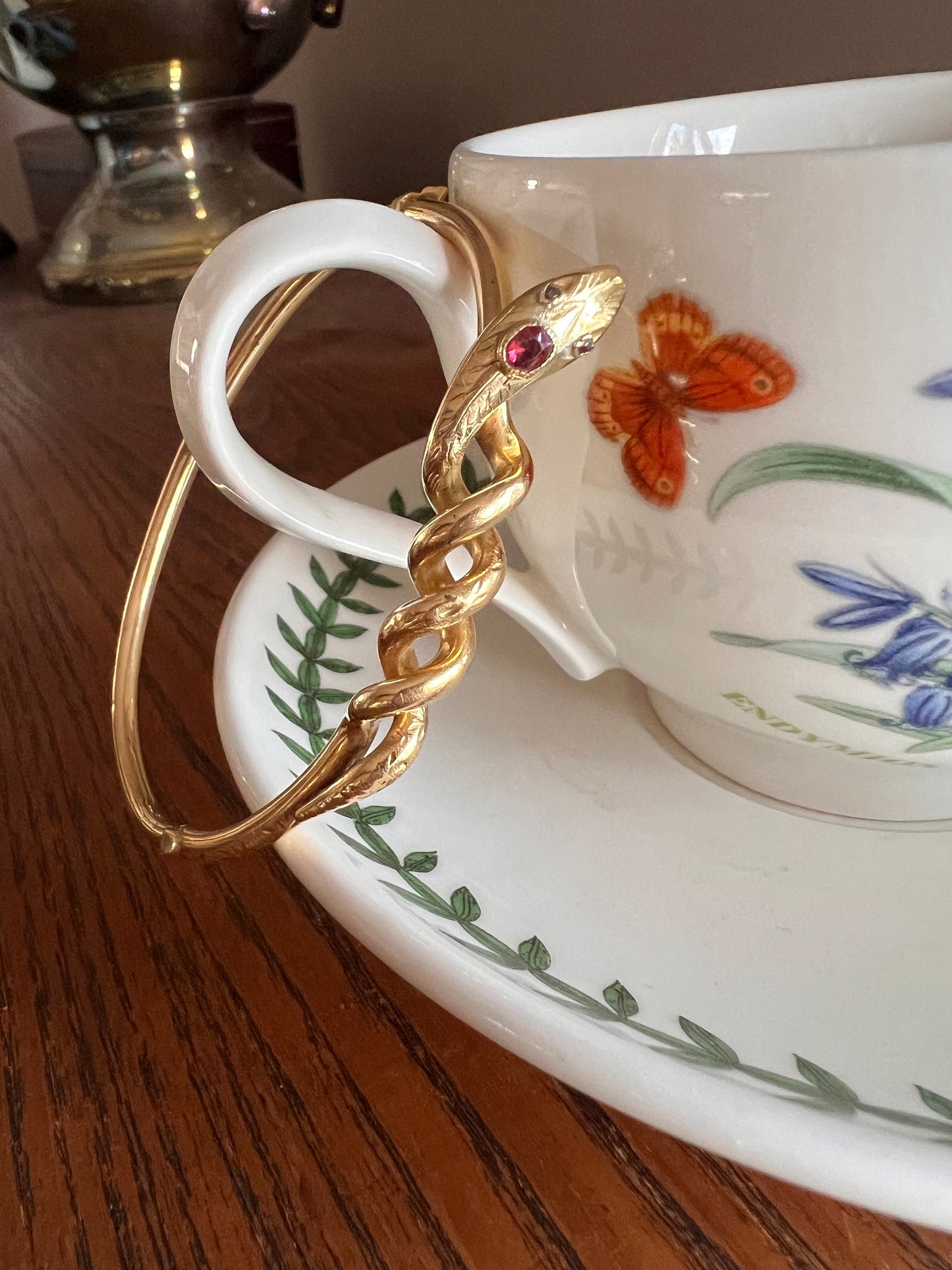 Coiled SNAKE Bangle Bracelet French ANTiQUE 8.2g 18k GOLD Ruby Head Eyes Figural ViCTORIAN Belle Epoque Wriststack Romantic Gift Art Nouveau