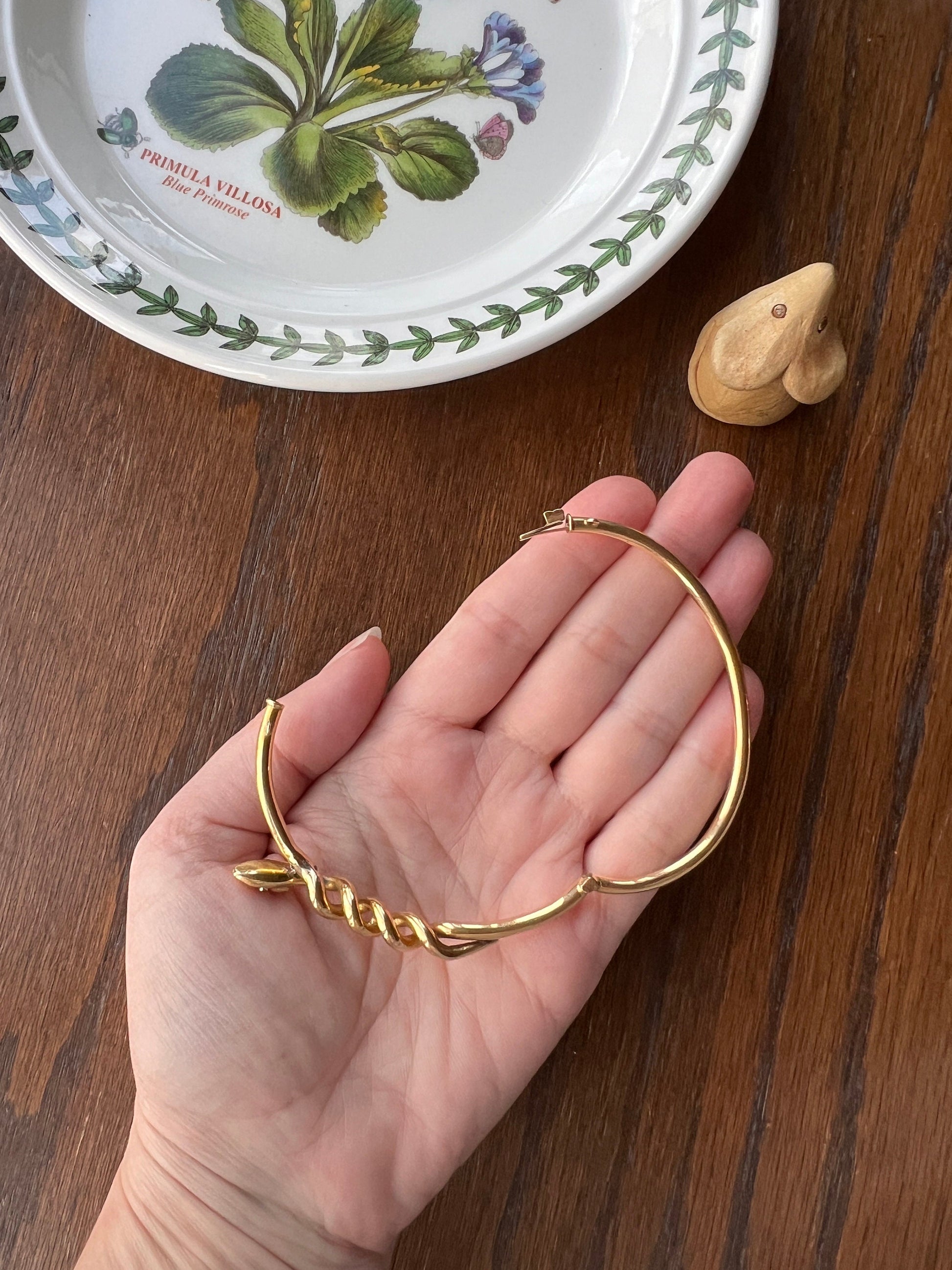 Coiled SNAKE Bangle Bracelet French ANTiQUE 8.2g 18k GOLD Ruby Head Eyes Figural ViCTORIAN Belle Epoque Wriststack Romantic Gift Art Nouveau